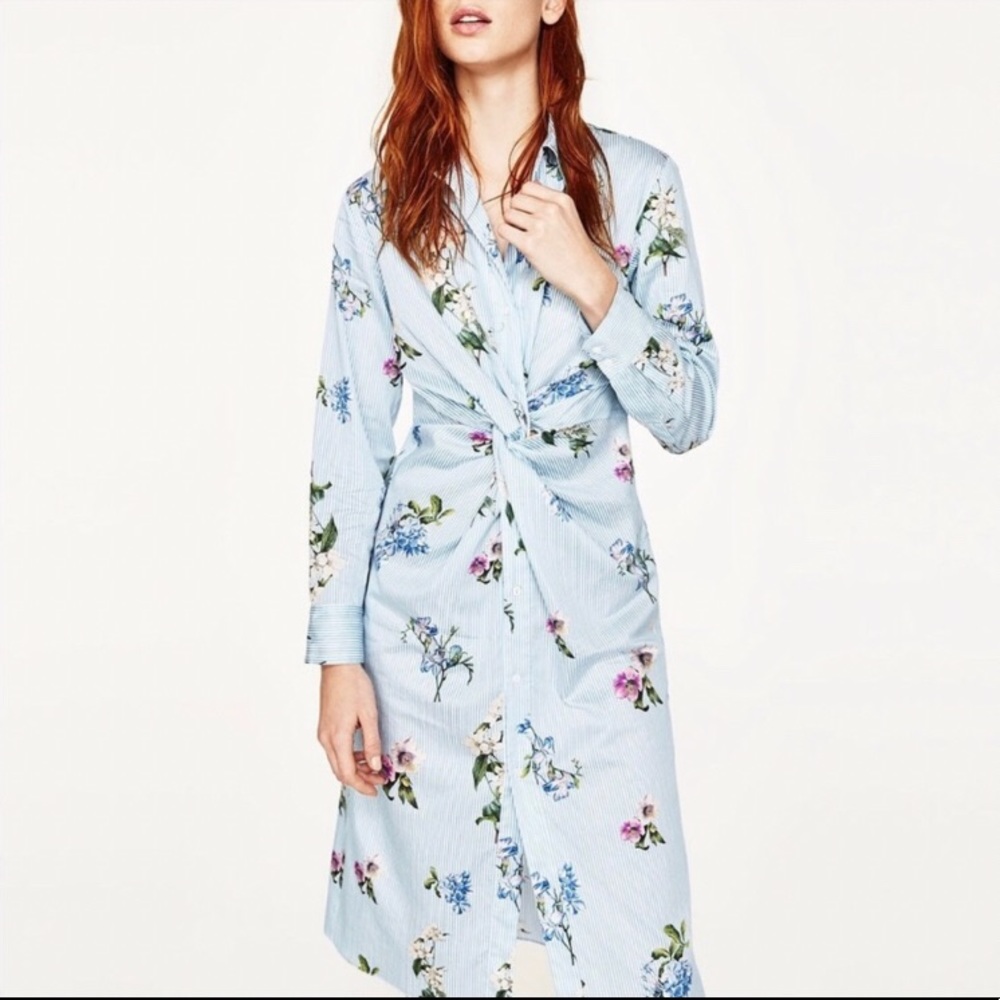 NWT Zara Twist-Front Midi Dress - Picture 2 of 6